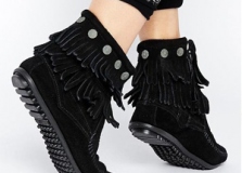Black Fringe Ankle Boots