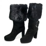 Black Fur Boots with Heels