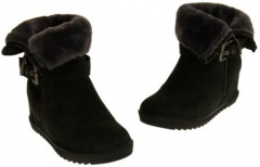 Ladies Black Fur Ankle Boots