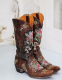 Brown Cowgirl Boots with Flowers