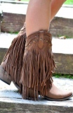 Fringe Cowgirl Ankle Boots