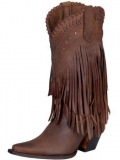 Leather Fringe Cowgirl Boots