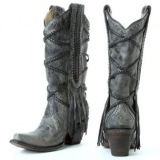 Womens Black Cowboy Boots with Fringe
