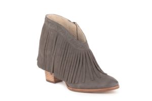 Leather Fringe Wedge Boots Grey