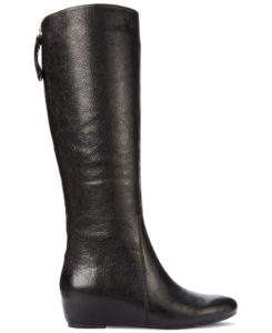 Tall Black Leather Wedge Boots