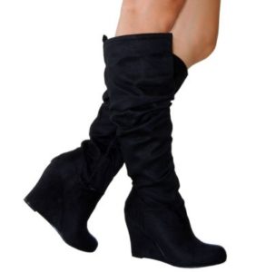 Wedge Slouch Boots Suede