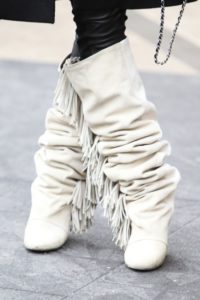 White Fringe Wedge Boots