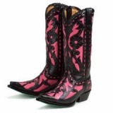 Hot Pink and Black Cowgirl Boots