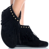 Black Suede Fringe Ankle Boots