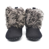 Black Fur Baby Boots