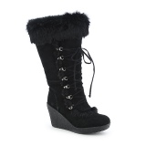 Black Wedge Fur Boot