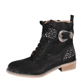 Black Glitter Combat Booties