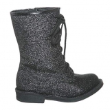 Black Glitter Combat Boots for Girls