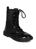 Black Glitter Combat Boots for Women