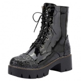 Combat Boots Black Glitter