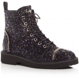 Glitter Black Combat Boots