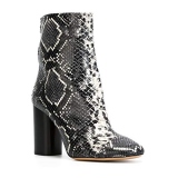 Block Heel Black Snakeskin Boots