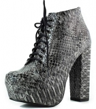 Lace Up Black Snakeskin Boots