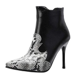 Pointed Toe Black Snakeskin Boots