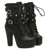 Fashionable black winter boots women