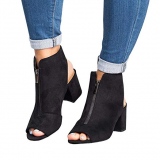 Block Heel Peep Toe Booties