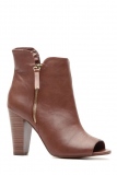 Brown Block Heel Booties