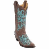 Brown and Teal Cowgirl Boots
