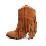 Brown Ankle Boots with fringe