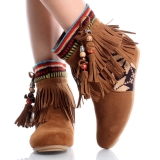 Brown Fringe Ankle Boots Images