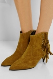Brown Suede Fringe Ankle Boots