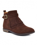 Ladies Brown Fringe Ankle Boots