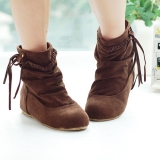 Slouch Brown Fringe Ankle Boots