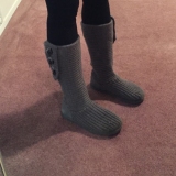 Gray Knitted Bearpaw Boots