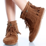 Brown Fringe Ankle Boot