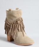 Fringe Ankle Boots Beige