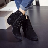 Fringe Ankle Boots Black