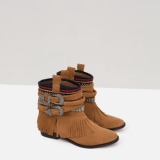 Fringe Flat Ankle Boots