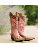 Pink and Brown Cowgirl Boots