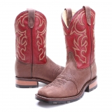 Red square toe cowgirl boots