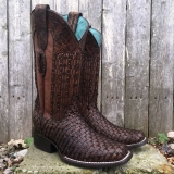 square toe lizard cowgirl boots