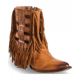 Fringed Cowgirl Boots Round Toe