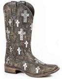Square Toe Cowgirl Boots with Cross