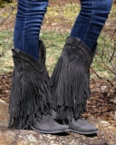 Black Cowgirl Fringe Boots