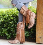 Corral Tan Fringe Cowgirl Boots