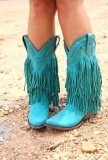 Teal Fringe Cowgirl Boots