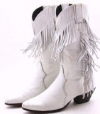 White Fringe Cowgirl Boots