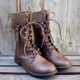 Dark Brown Combat Boots Women