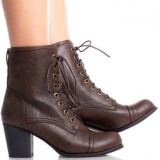 Dark Brown Lace Up Combat Boots