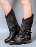 Dark Brown Leather Combat Boots