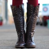 Tall Dark Brown Combat Boots